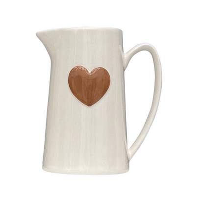 Pichet blanc - Coeur Marron
