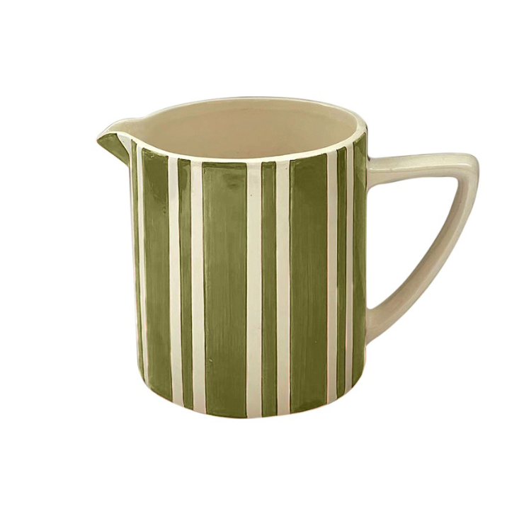 Pichet rayé kaki et blanc - PM