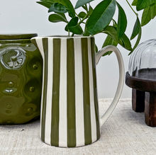 Pichet rayé kaki et blanc - GM