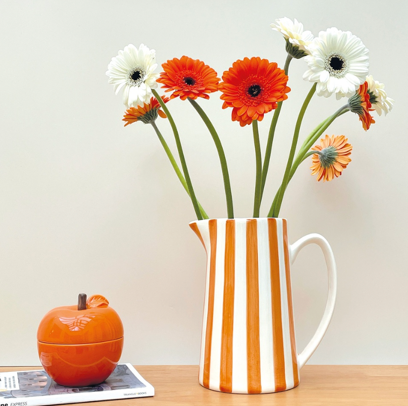 Pichet rayé orange et blanc - GM