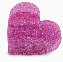 Pince à cheveux gros coeur - Rose paillette