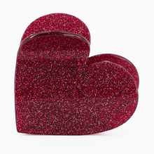 Pince à cheveux gros coeur - Rouge paillette