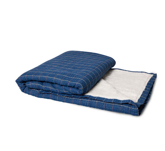 Plaid à carreaux sherpa - Bleu