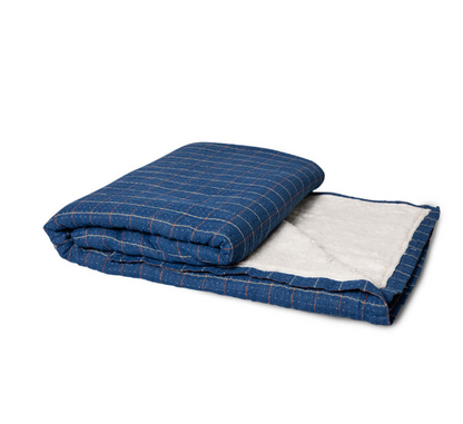 Plaid à carreaux sherpa - Bleu