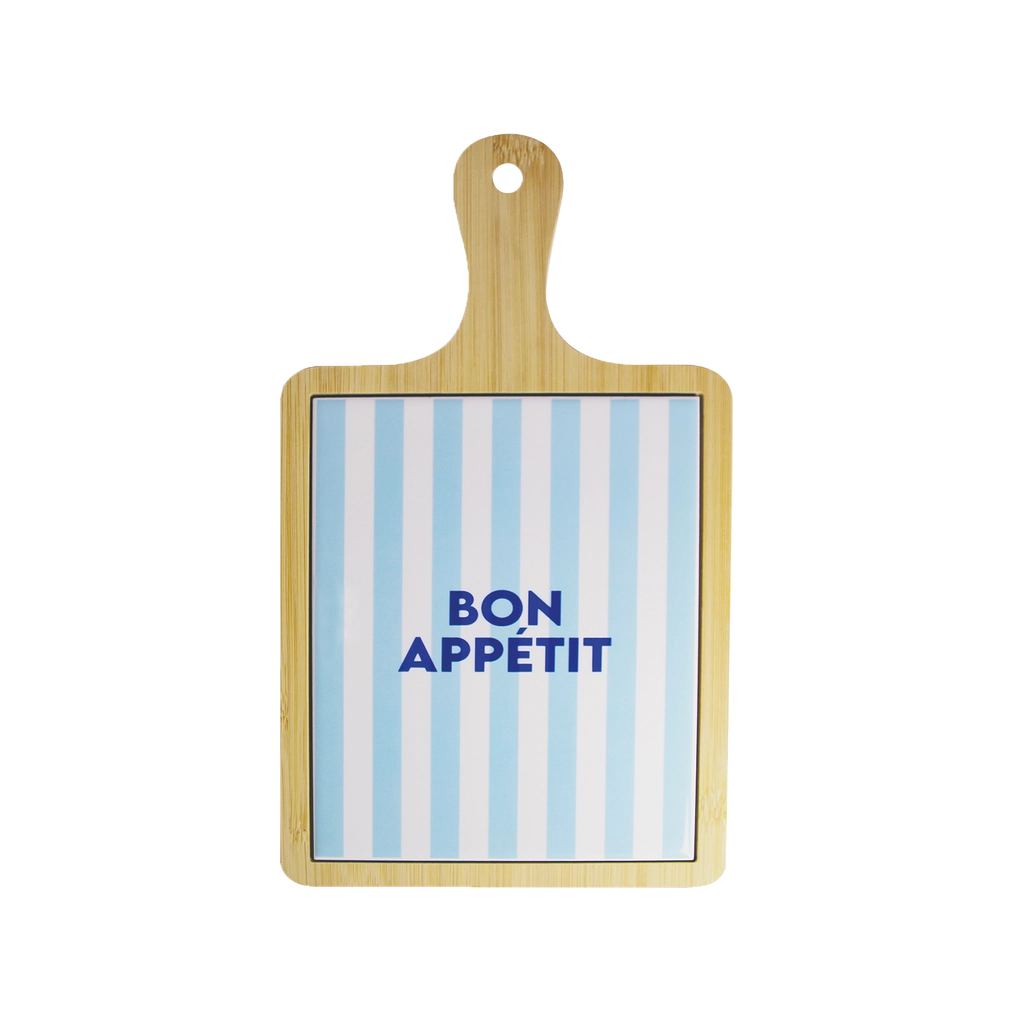 Planche à découper rayée bleue - Bon appétit