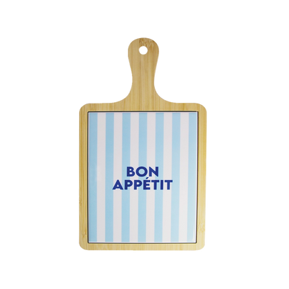 Planche à découper rayée bleue - Bon appétit