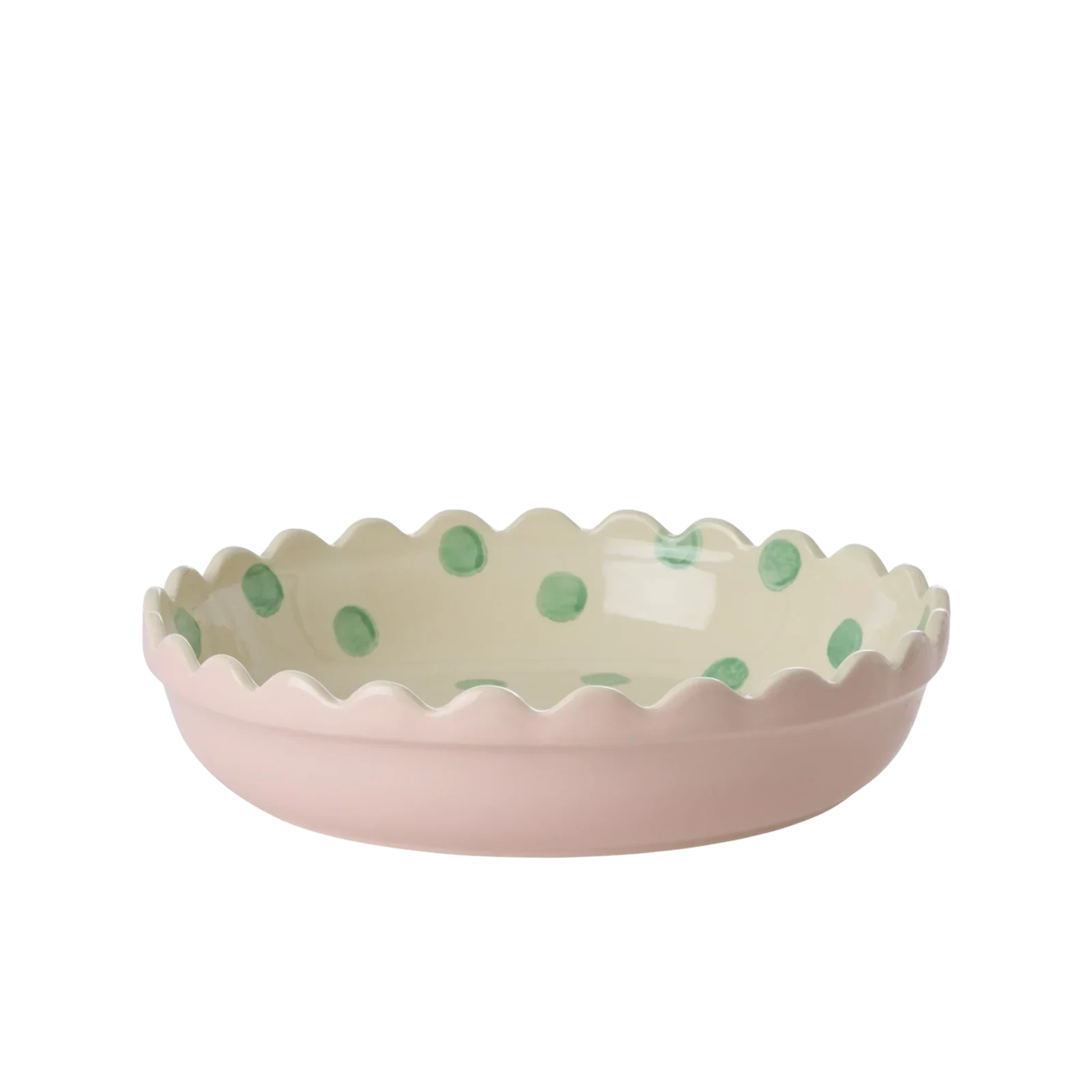 Plat à tarte à pois - Rose et vert