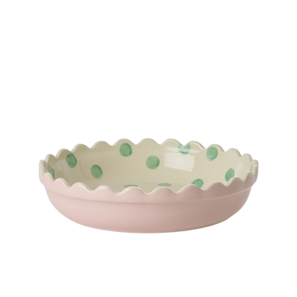 Plat à tarte à pois - Rose et vert