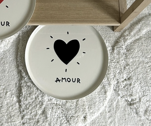 Plateau coeur amour - Noir