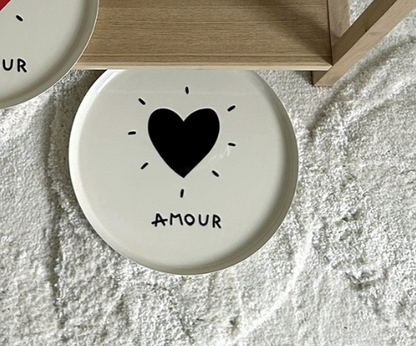 Plateau coeur amour - Noir