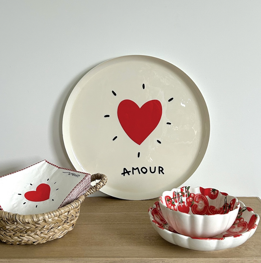 Plateau coeur amour - Rouge