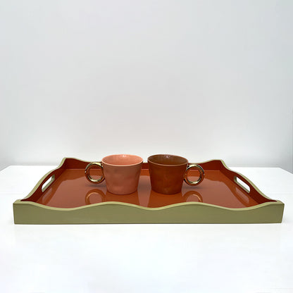 Plateau rectangulaire festonné - Ocre