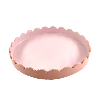 Plateau rond festonné - Rose