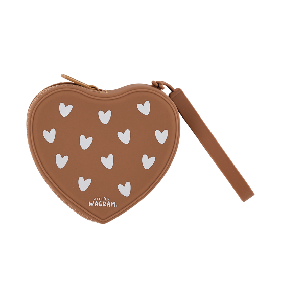 Pochette silicone coeurs - Caramel