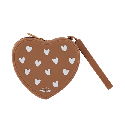 Pochette silicone coeurs - Caramel