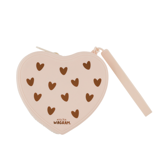 Pochette silicone coeurs - Crème