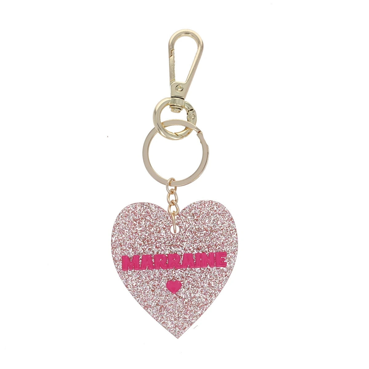 Porte-clés résine paillettes - Marraine
