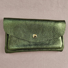 Porte-monnaie moyen en cuir - Vert kaki