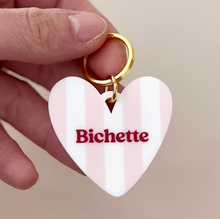 porte clés coeur rayé bichette