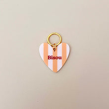 porte clés coeur rayé bisou