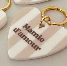 porte clés coeur rayé mamie d'amour