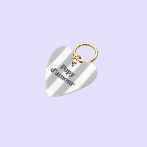 porte clés coeur rayé papy d'amour