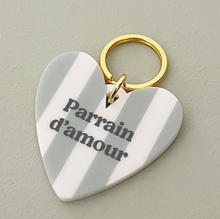 porte clés coeur rayé parrain d'amour