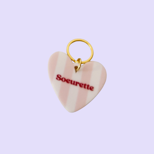 porte clés coeur rayé soeurette