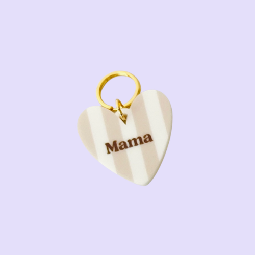 porte clés mama coeur rayé