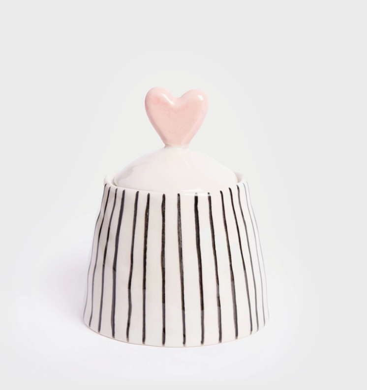 Petit pot - Rayé et coeur rose