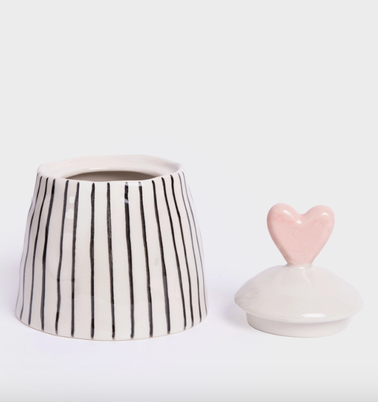 Petit pot - Rayé et coeur rose