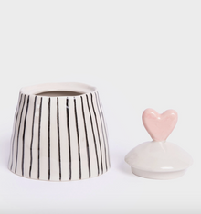 Petit pot - Rayé et coeur rose