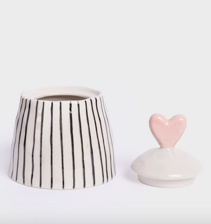 Petit pot - Rayé et coeur rose