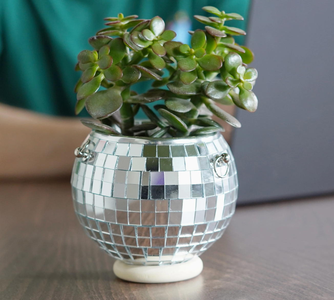 Pot de plantes disco boule à facettes - Argent PM