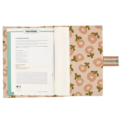 protège carnet de Santé fleurs roses petit picotin