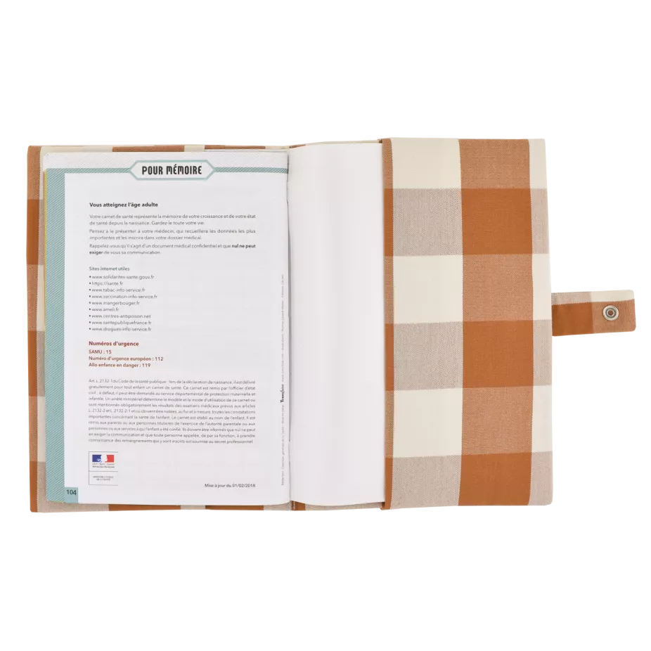 protège carnet de santé carreaux briques petit picotin
