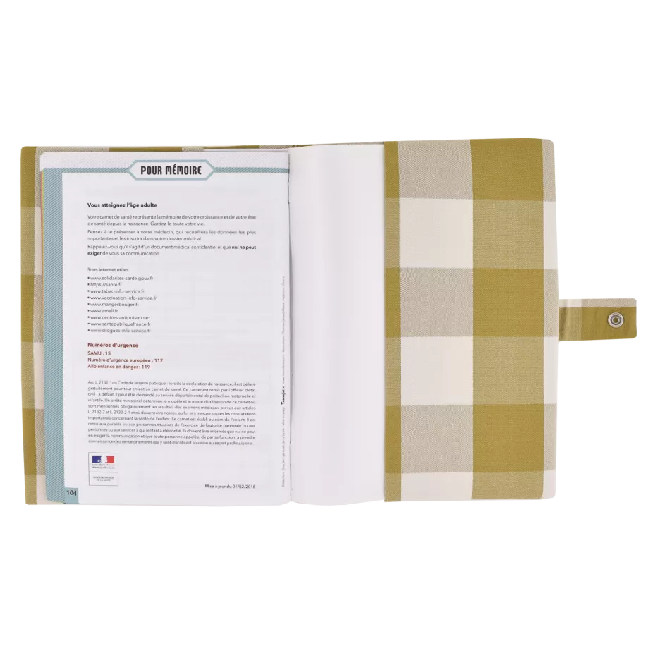 protège carnet de santé carreaux ocres petit picotin
