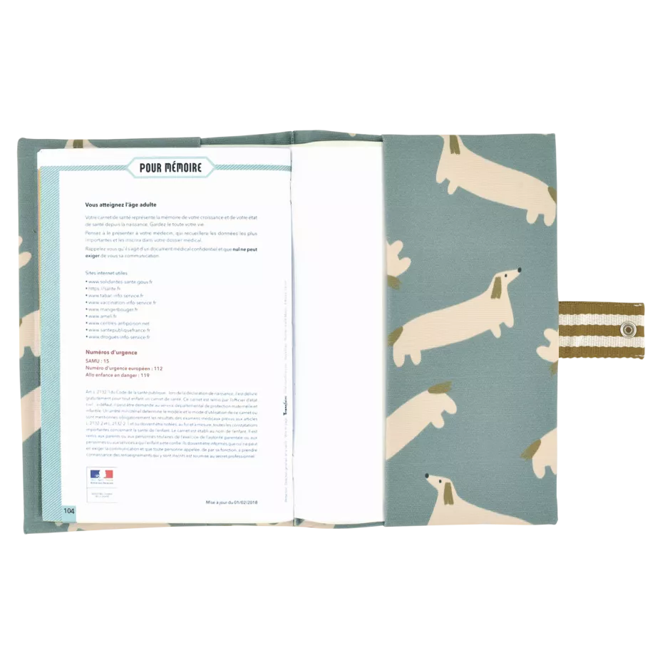 protège carnet de santé teckels bleu givré petit picotin 