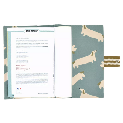 protège carnet de santé teckels bleu givré petit picotin 