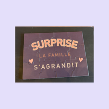 Mini Puzzle rose Annonce - Surprise la famille s'agrandit