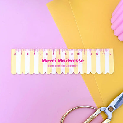 Règle à rayures jaunes - Merci maîtresse