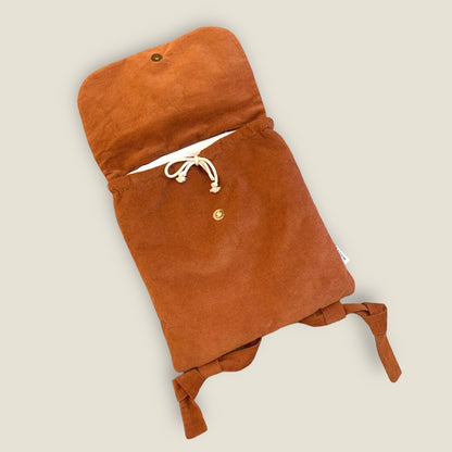 Sac à dos velours brique - Cœur doré pailleté