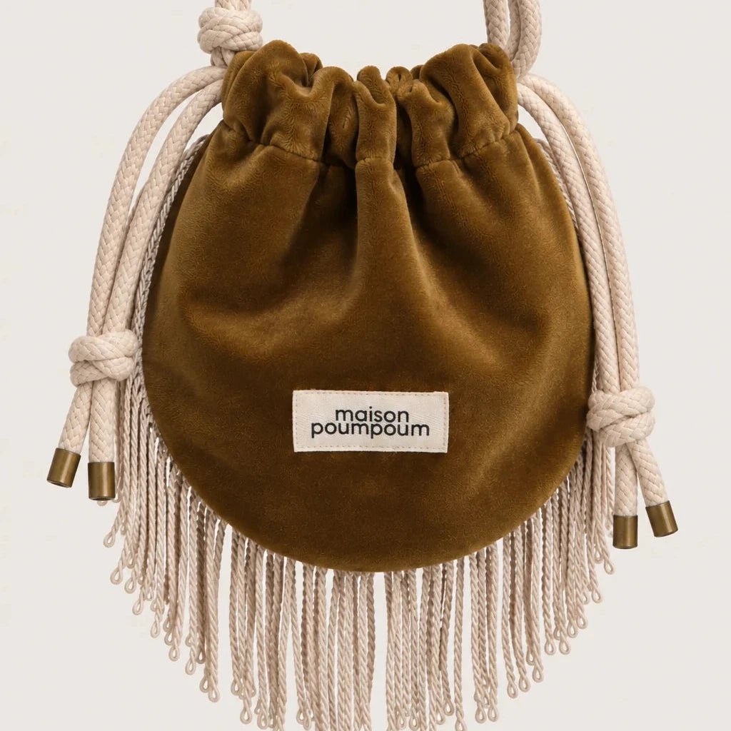 sac groom velours bronze a franges maison poumpoum