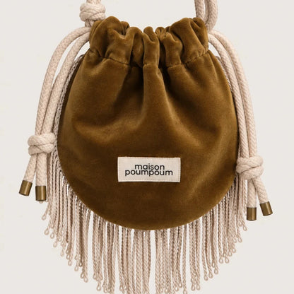 sac groom velours bronze a franges maison poumpoum