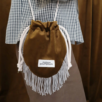 sac groom velours bronze a franges maison poumpoum
