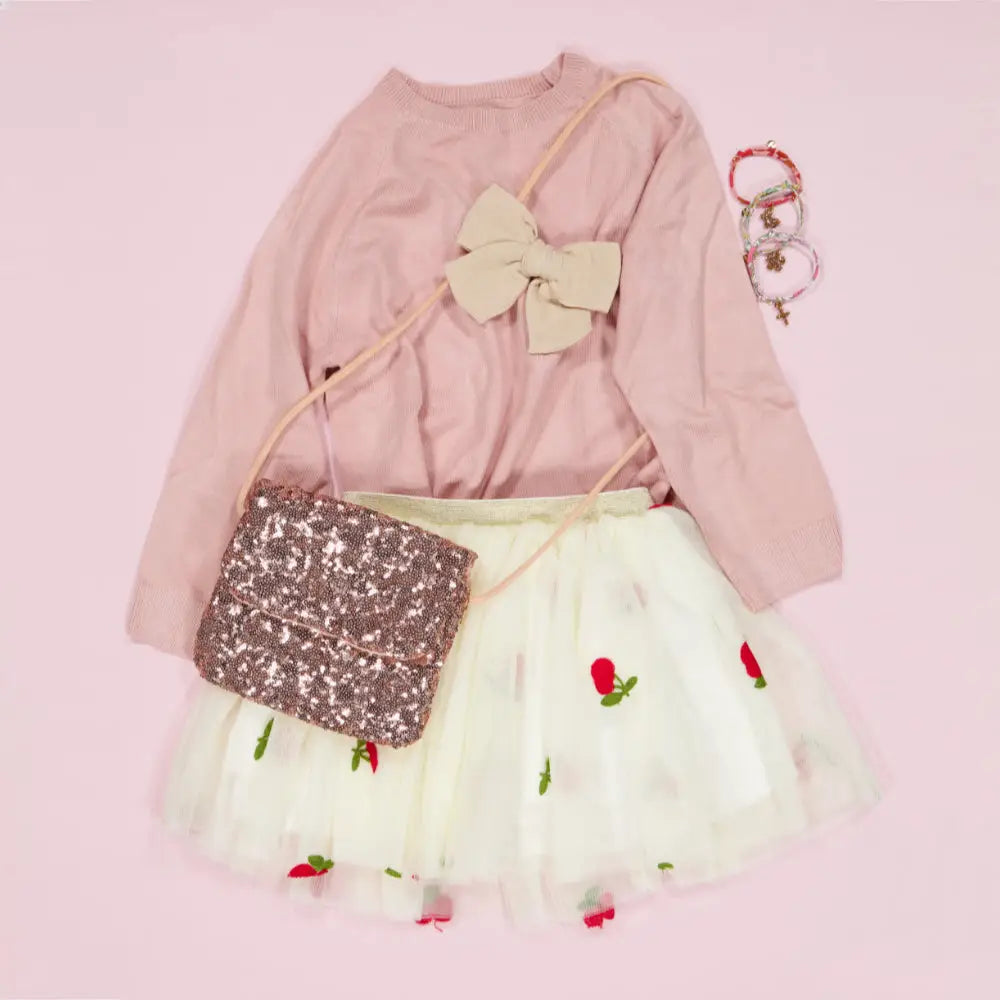 sac à main enfant sequins roses luciole et petit pois 