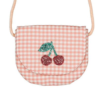 sac à main enfant vichy rose cerises luciole et petit pois