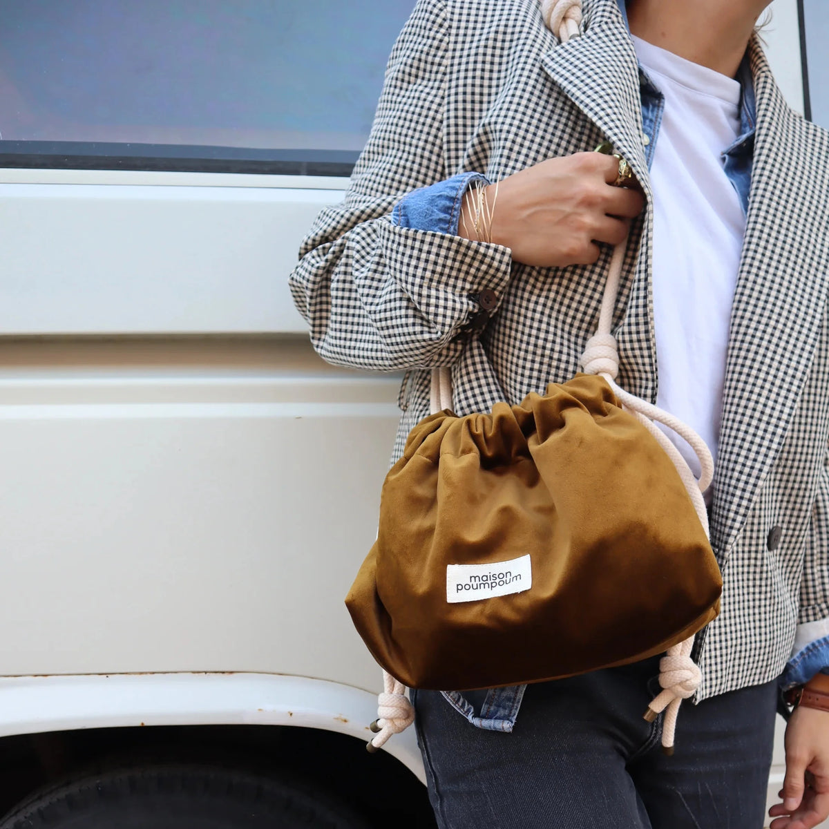 sac raoul velours bronze maison poumpoum