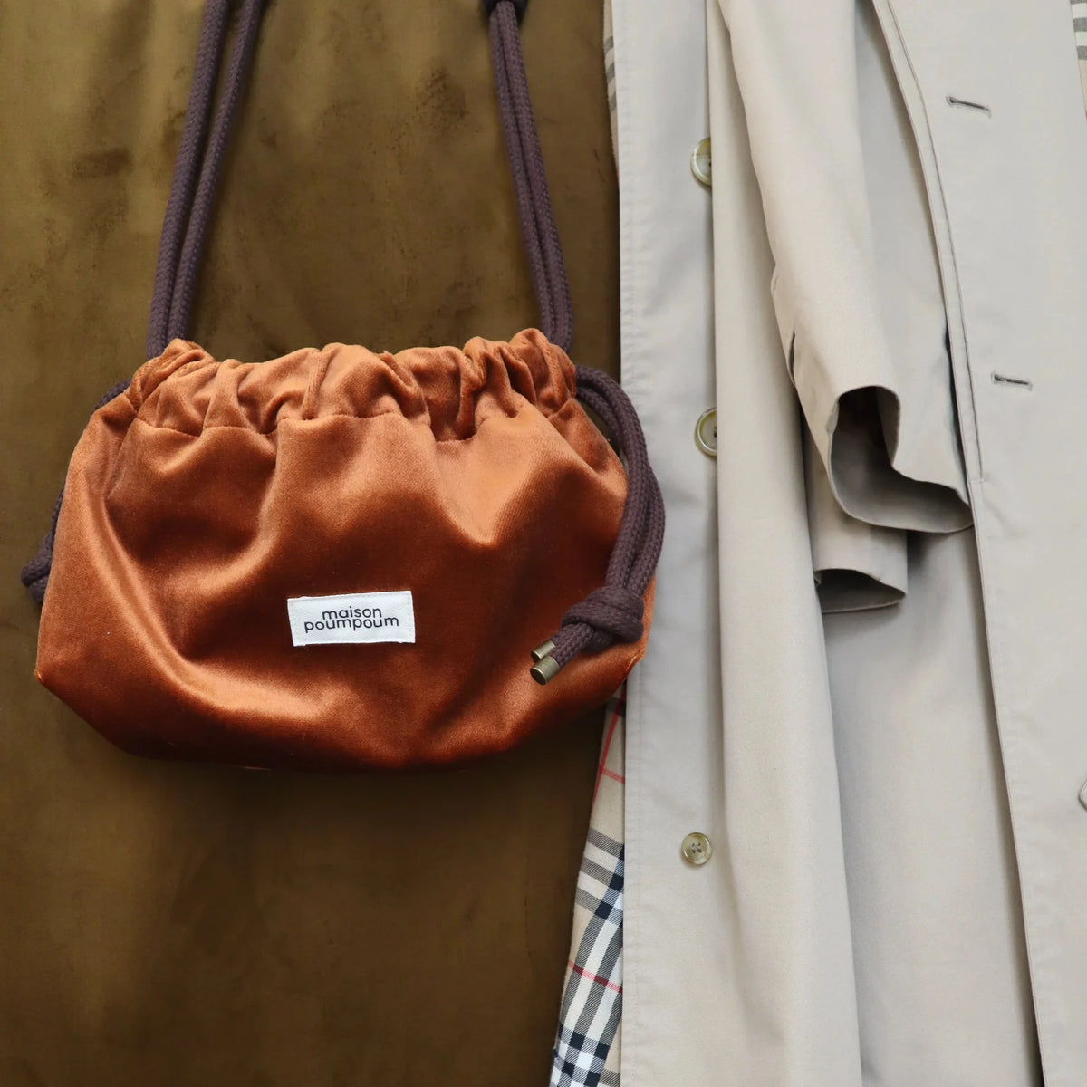 sac raoul velours cognac maison poumpoum