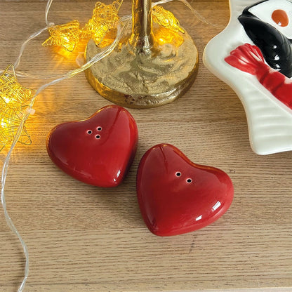Salière Poivrière rouge orangé - Coeurs